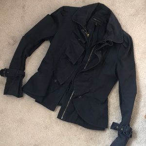 BCBG Maxazria black ruffled blazer